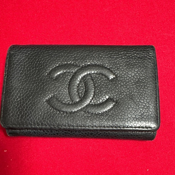 CHANEL Handbags - CHANEL Textured Black Leather key holder